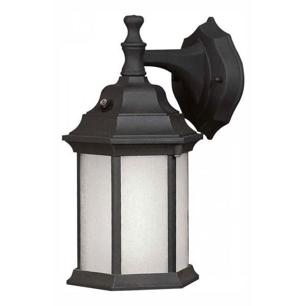 Forte One Light Black Frosted Seeded Panels Glass Wall Lantern 17004-01-04